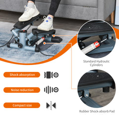 PURE Mini Stepper Step Machine with Resistance Bands and Cushion Mat for Leg Arm Full Body Training Fitness Stair Stepper