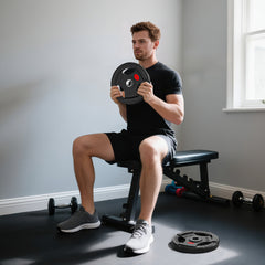 PURE Olympic Weight Plates, 2"/5cm Weight Disc Pair with Tri-Grips, 2 x 15kg Dumbbell Plates for Weightlifting and Strength Training Home Gym Fitness Workout, Black