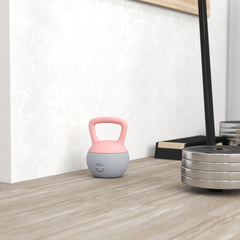 PURE 10KG Soft Kettlebell, Kettlebell with Non-Slip Handle for Home Gym, Weight Lifting, Strength Training, Pink/Grey