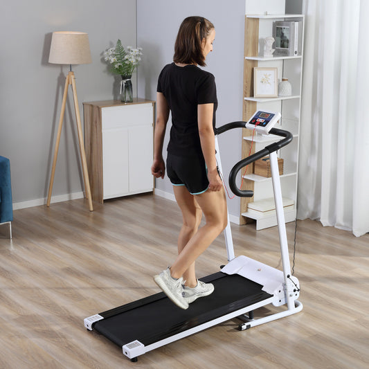 PURE Folding Treadmill with Incline, Walking Pad Treadmill for Home, 1-10km/h Under Desk Running Machine with LCD Display and Wheels, No Assembly, White