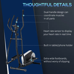 PURE Elliptical Cross Trainer, Home Cardio Workout Machine with Eight Level Magnetic Resistance, LCD Monitor, Heart Rate Sensor, Two Wheels