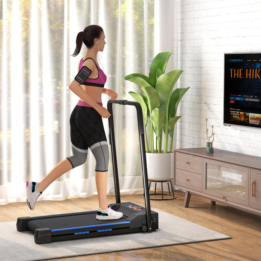 Steel Folding Motorized Home Treadmill Walking Machine with LCD Monitor Blue