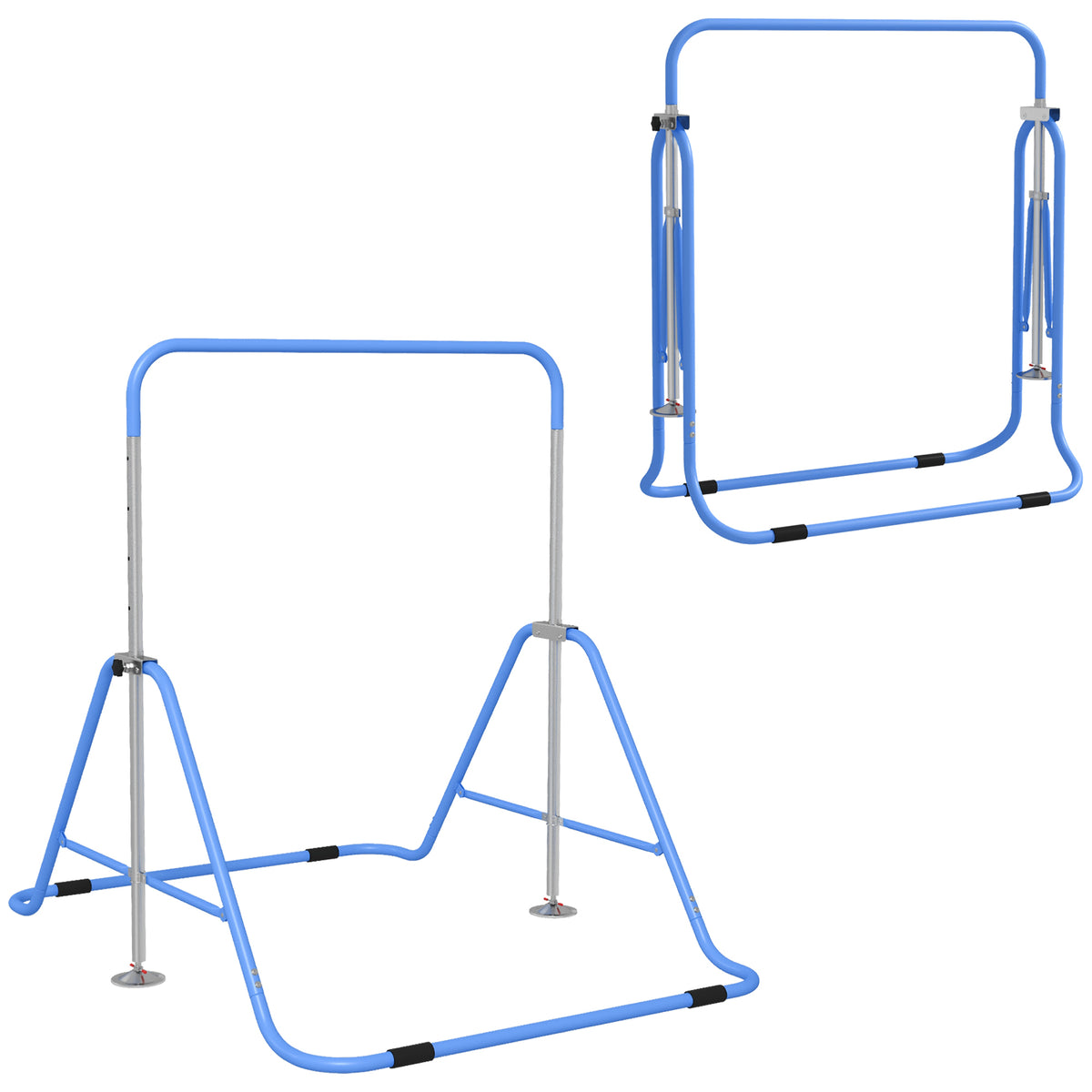 PURE Kids Gymnastic Bar, with Adjustable Height, Foldable Horizontal Bars - Blue