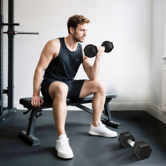 PURE 2x6kg Hex Dumbbells Set Rubber Dumbbells Weight Lifting Equipment Fitness Home Gym