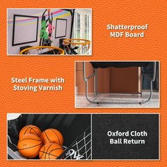 PURE Foldable Double-Hoop Basketball Arcade Game, with Eight Modes, Four Basketballs, Electronic Scoreboard, Sound Effects