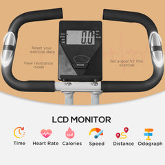 PURE Folding and Quiet Exercise Bike with 8-Level Magnetic Resistance and Heart Rate Sensor, for Home Gym, Black and White