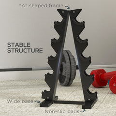 PURE 5-Tier Dumbbell Rack with 6 Hexagonal Rubber Dumbbells (2x4kg, 2x5kg, 2x6kg), Dumbbell Storage Stand Holder with Weights Sets for Home Gym Fitness, Black