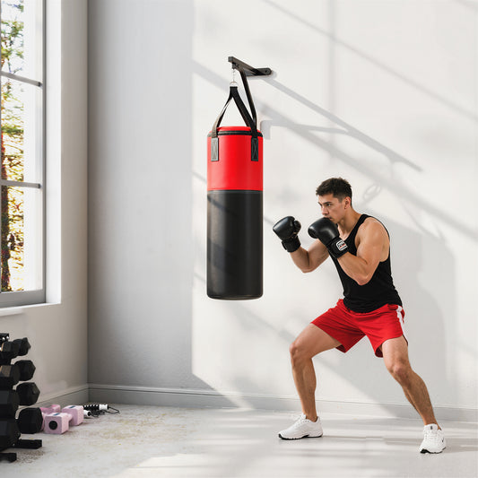 PURE Unfilled Punching Bag Set with Boxing Bag Bracket, Boxing Gloves, Hand Wraps and 360° Swivel Hook