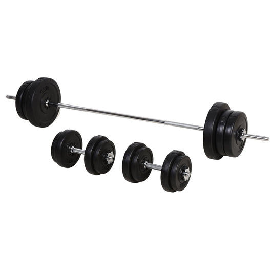 65kg Adjustable Barbell Weights Set, 2 in 1 Dumbbells and Barbell Set w/ Knurled Bar, Free Weights Training Equipment for Gym