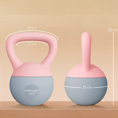 PURE 8KG Soft Kettlebell, Kettlebell with Non-Slip Handle for Home Gym, Weight Lifting, Strength Training, Pink/Grey