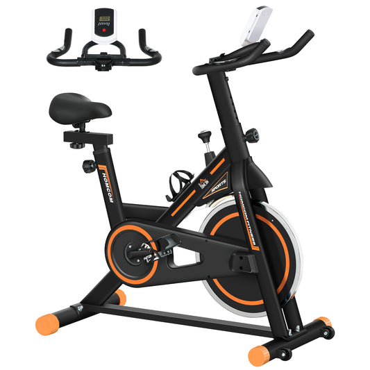 PURE Exercise Bike, Indoor Cycling, with LCD Display, Heart Rate, Sensor - Black and Orange
