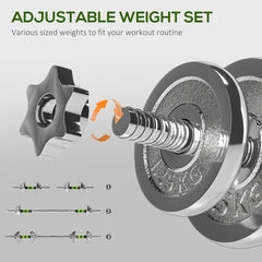 PURE 20kg 2-in-1 Barbell and Dumbbell Set, with Non-Slip Handle, for Weight Lifting, Training Home Gym