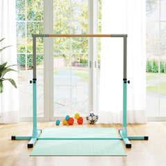 PURE Height Adjustable Gymnastics Horizontal Bar for Kids, Children Junior Kip High Bar Fitness, Light Blue