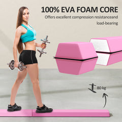 PURE 7.7ft Folding Gymnastics Beam, Floor Balance Beam for Kids with Anti-Slip Base, Gymnastics Equipment for Home, Pink