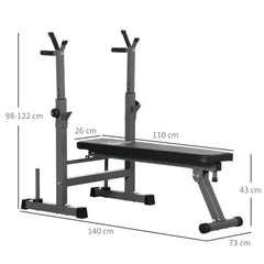 PURE Adjustable Weight Bench, Foldable Bench, with Barbell Rack, Grey