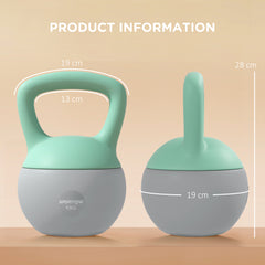 PURE 2 x 6kg Soft Kettlebell, Kettle Bell with Non-Slip Handle, for Home Gym, Strength Training, Cardio - Grey and Green