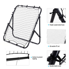 PURE Adjustable Rebounder Net Kickback Target Goal for Teens Adults Training, Black