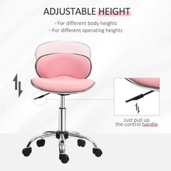 PURE Adjustable Rolling Swivel Beauty Salon Chair, Stool for Spa, Pink