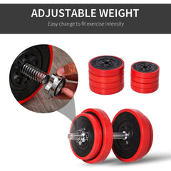 PURE 20KGS 2-In-1 Dumbbell & Barbell Adjustable Set Strength Muscle Exercise Fitness Plate Bar Clamp Rod Home Gym Sports Area