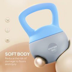PURE 8KG Soft Kettlebell, Kettlebell with Non-Slip Handle for Home Gym, Weight Lifting, Strength Training, Light Blue/Grey