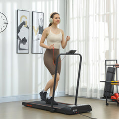 PURE Foldable Walking Treadmill, with LED Display and Wheels, for Home, Office, Fitness Studio, Orange